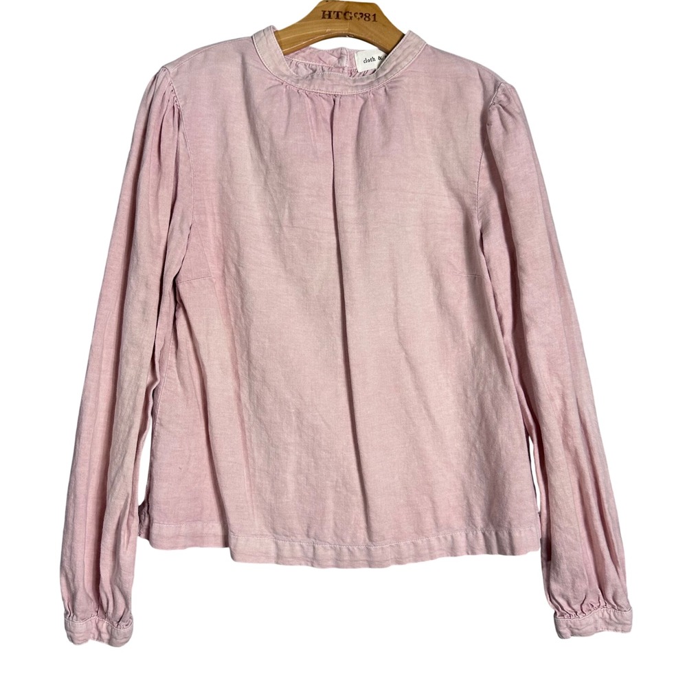Cloth & Stone Pink Cotton Linen Button Puff Sleeve Blouse‎ XS boho contemporary